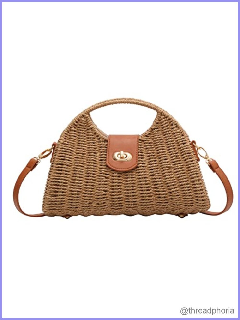 Straw Crossbody Bag Handwoven Top Handle Tote Clutch Travel Summer Purse
